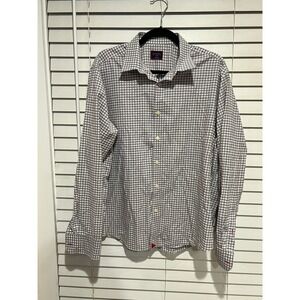 UNTUCKit Mens Large Gray White‎ Gingham Checkered Long Sleeve Button Down Shirt
